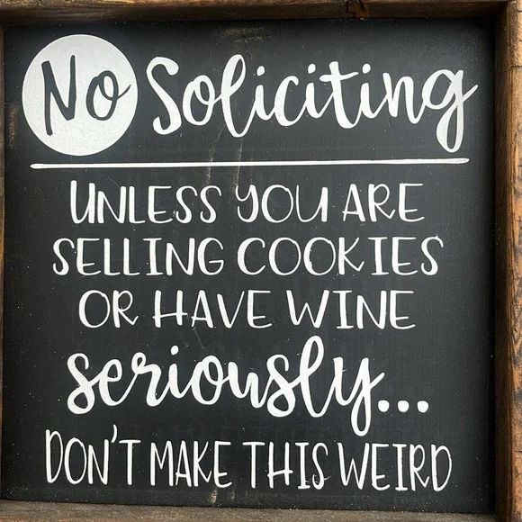 Rustic No Soliciting Sign Humorous Wine Cookies - Picture 2 of 5